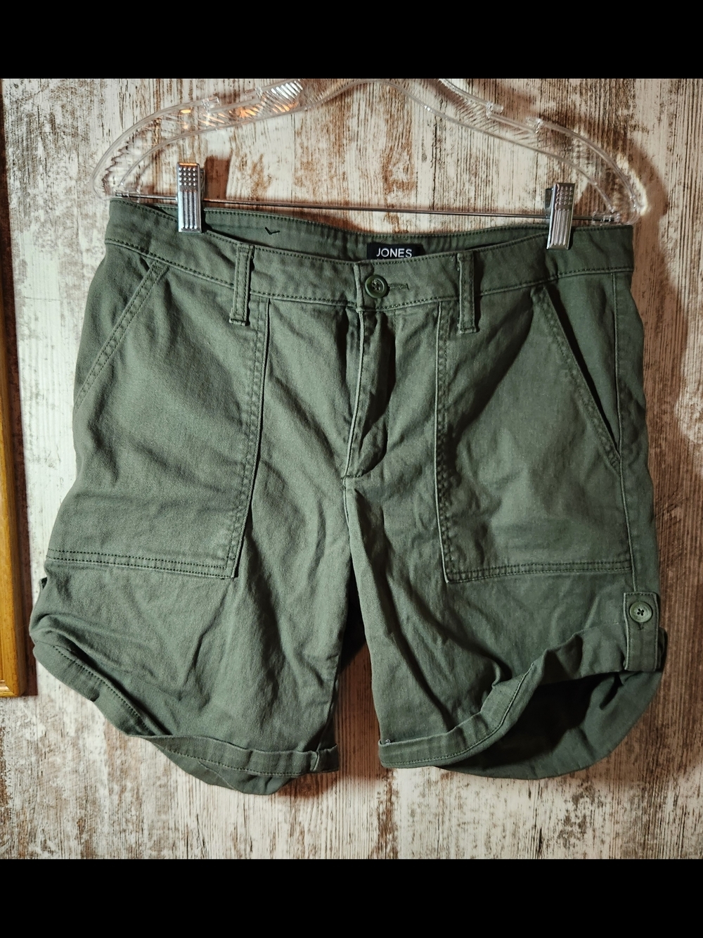Jones New York Olive Green Utility Cargo Shorts Sz 10 Like New